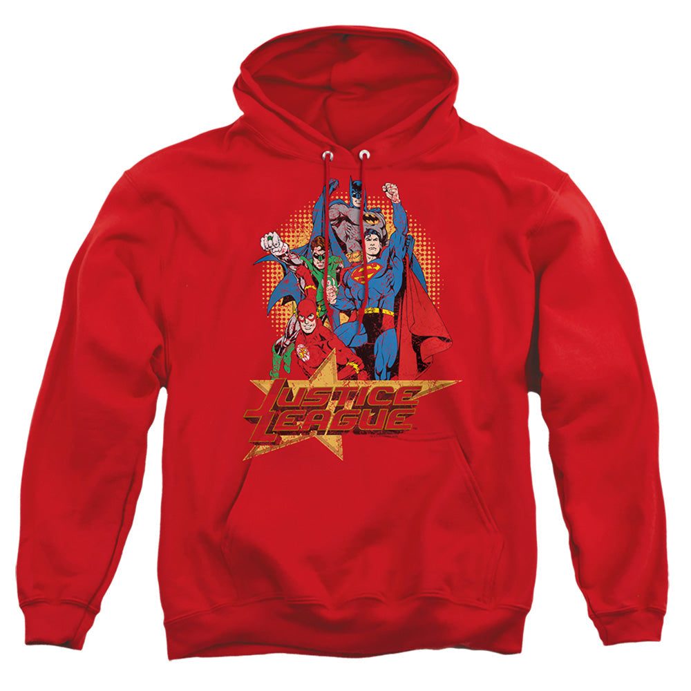Justice League Of America Raise Your Fist Mens Hoodie Red Officially Licensed