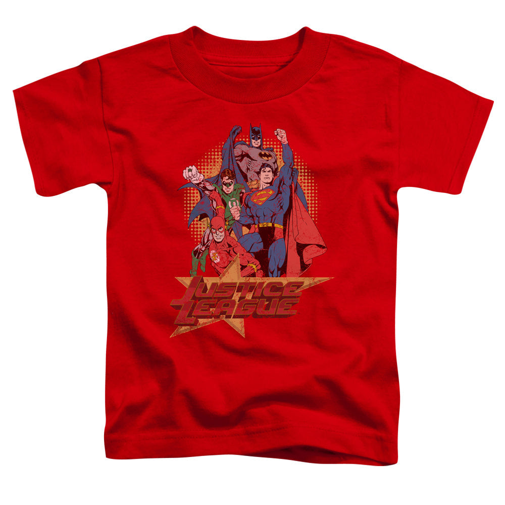 Justice League Raise Your Fist Toddler Kids Youth T Shirt Red Officially Licensed