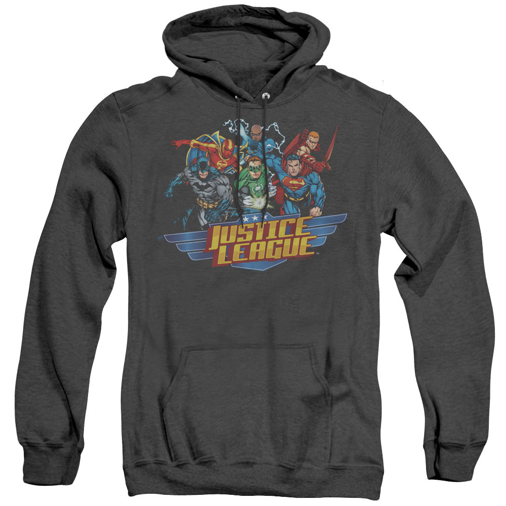 Justice League Of America Ready To Fight Mens Heather Hoodie Black Officially Licensed