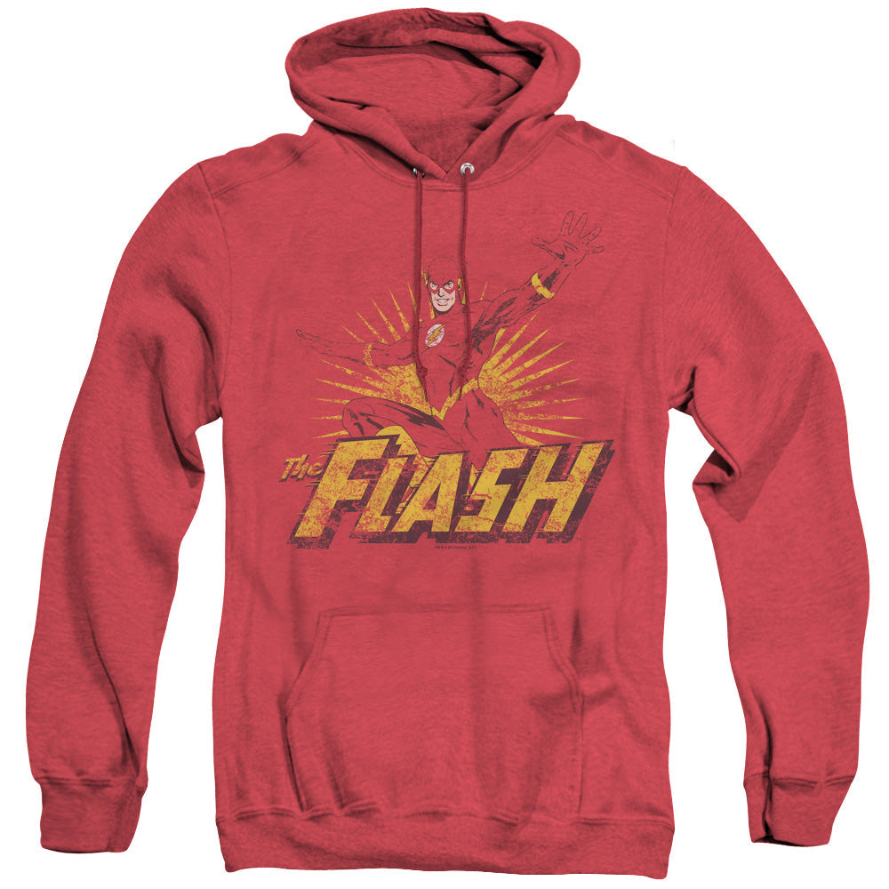 Justice League Of America Flash Rough Distress Heather Mens Hoodie Red Officially Licensed