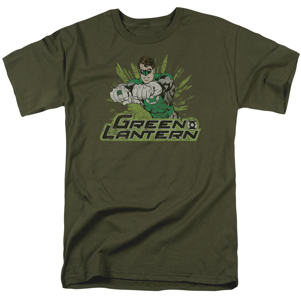 Justice League Of America Gl Rough Distress Mens T Shirt Military Green Officially Licensed