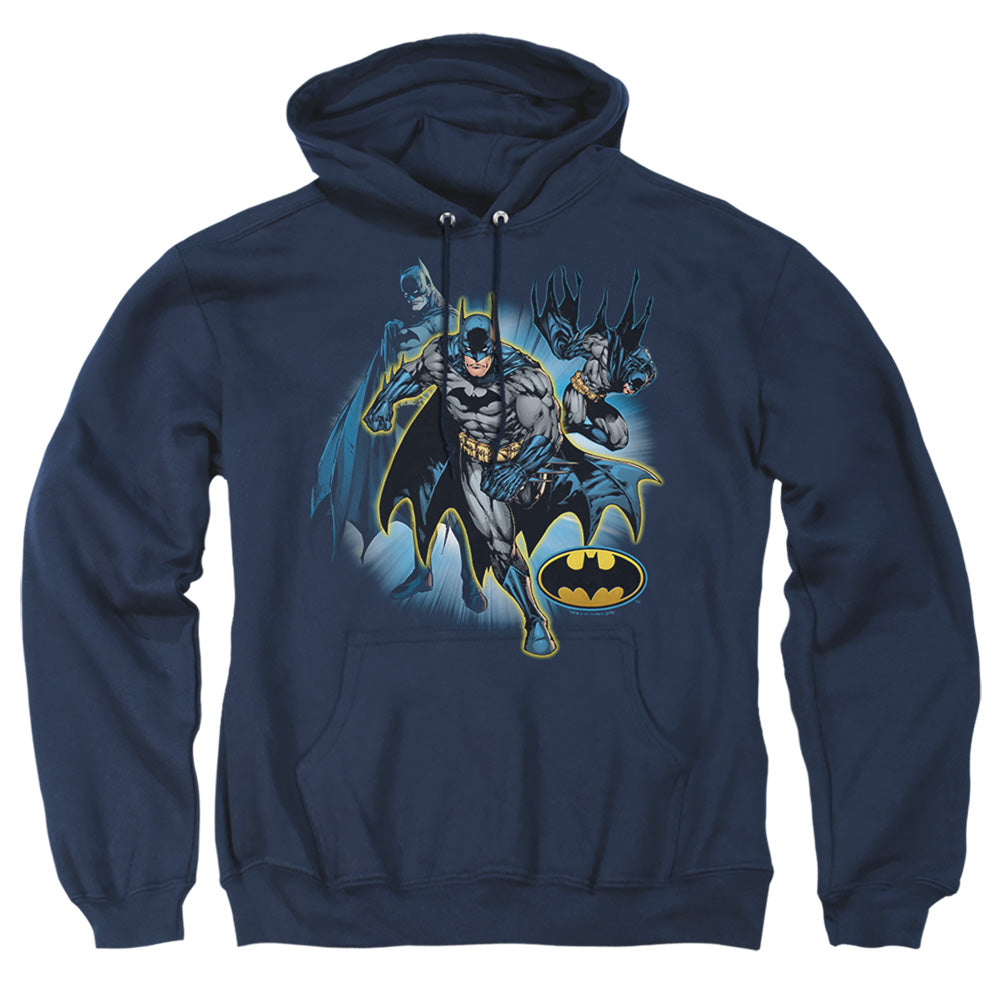 Justice League Of America Batman Collage Mens Hoodie Navy Officially Licensed