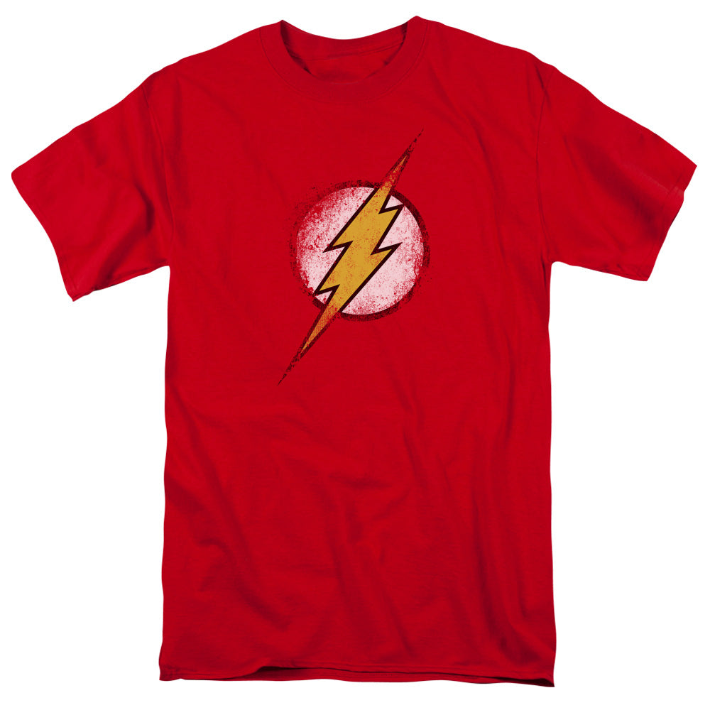 Justice League Of America Destroyed Flash Logo Mens T Shirt Red Officially Licensed