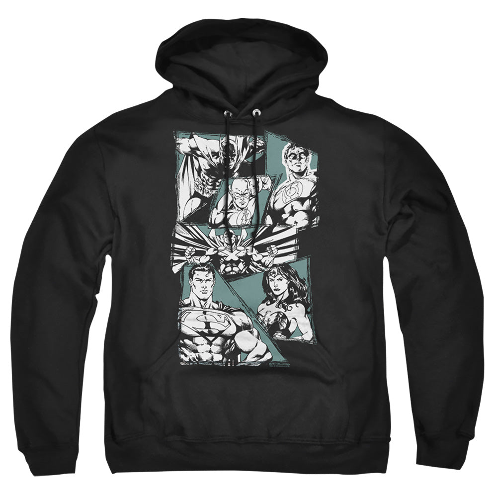 Justice League Of America A Mighty League Mens Hoodie Black Officially Licensed