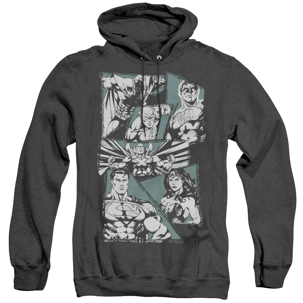 Justice League a Mighty League Heather Mens Hoodie Black Officially Licensed