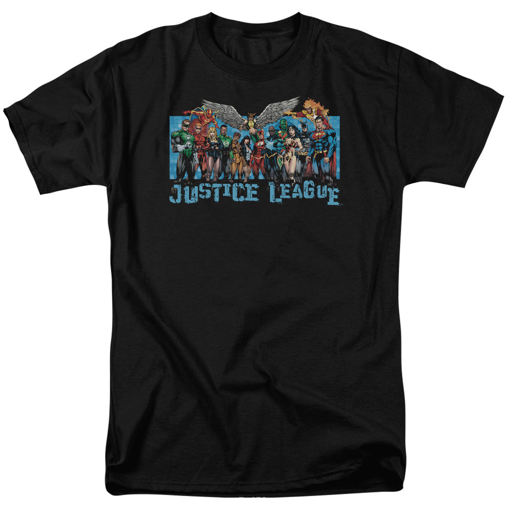 Justice League Of America League Lineup Mens T Shirt Black Officially Licensed