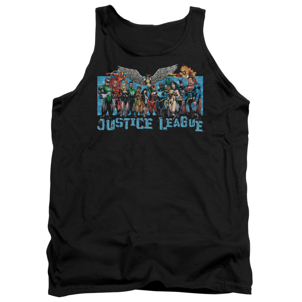 Justice League League Lineup Mens Tank Top Shirt Black Officially Licensed