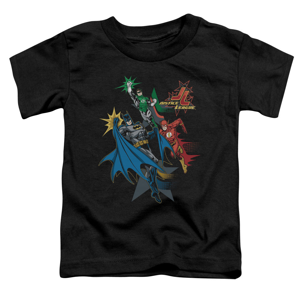 Justice League Action Stars Toddler Kids Youth T Shirt Black Officially Licensed