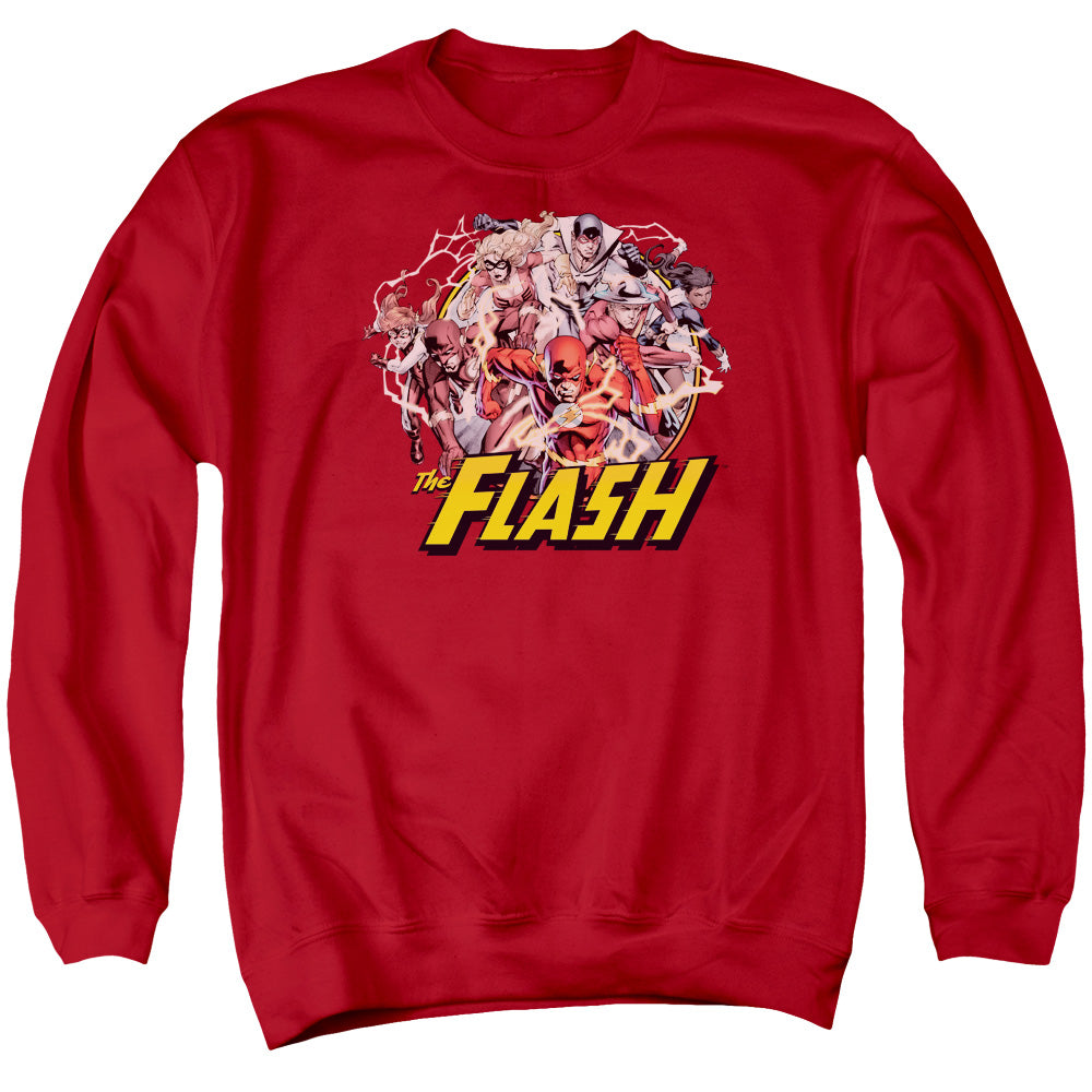 Justice League Flash Family Mens Crewneck Sweatshirt Red Officially Licensed