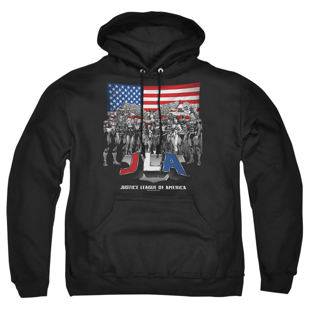 Justice League Of America All American League Mens Hoodie Black Officially Licensed