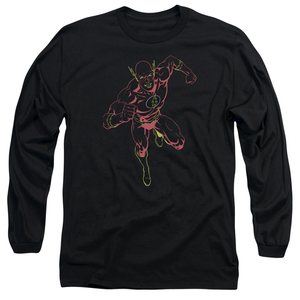 Justice League Neon Flash Mens Long Sleeve Shirt Black Officially Licensed