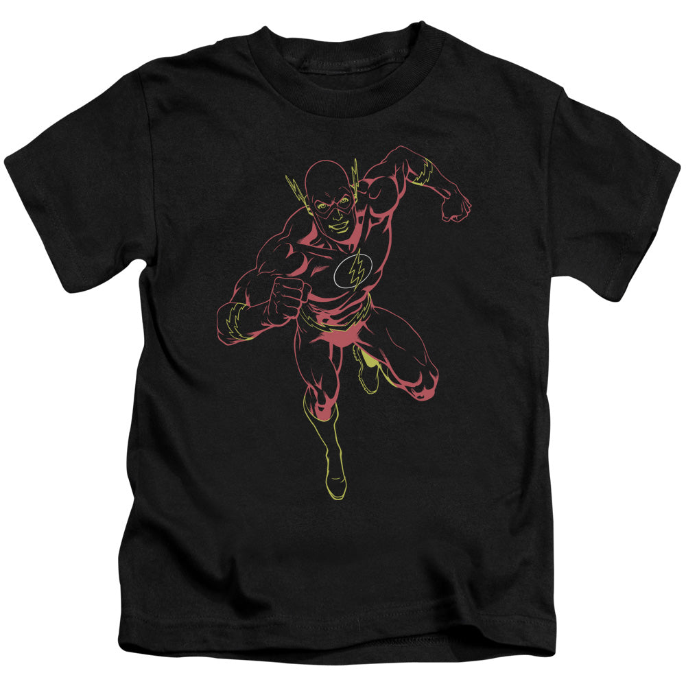 Justice League Neon Flash Juvenile Kids Youth T Shirt Black Officially Licensed