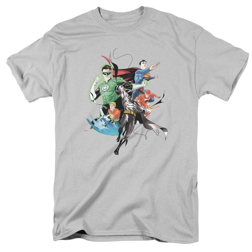 Justice League Of America Mashup Mens T Shirt Silver Officially Licensed