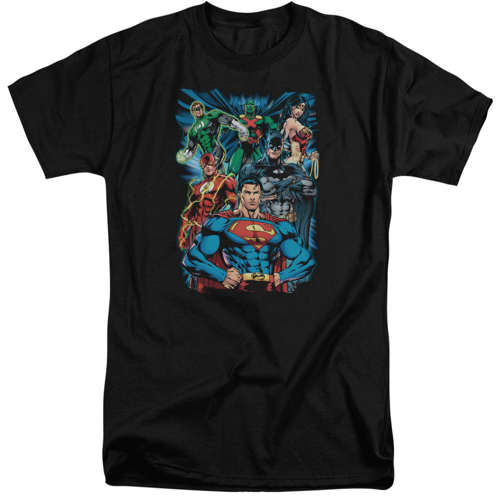 Justice League Justice is Served Mens Tall T Shirt Black Officially Licensed