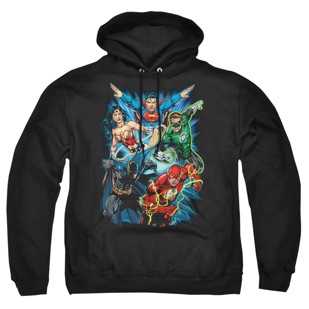 Justice League Of America Jl Assemble Mens Hoodie Black Officially Licensed