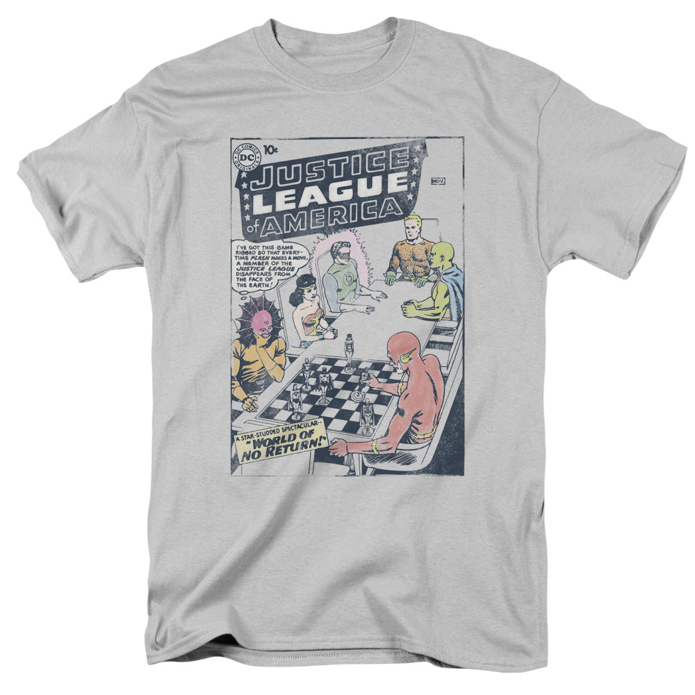 Justice League Of America World Of No Return Mens T Shirt Silver Officially Licensed