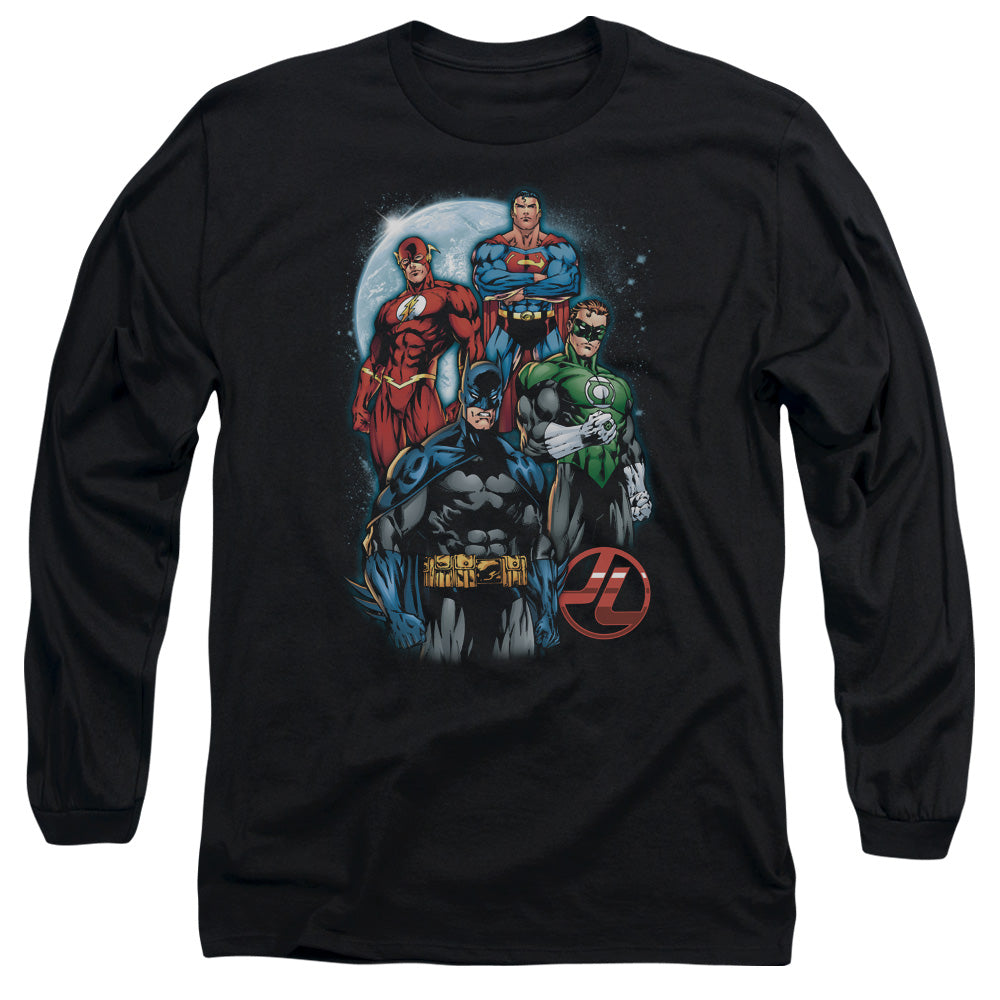 Justice League the Four Mens Long Sleeve Shirt Black Officially Licensed