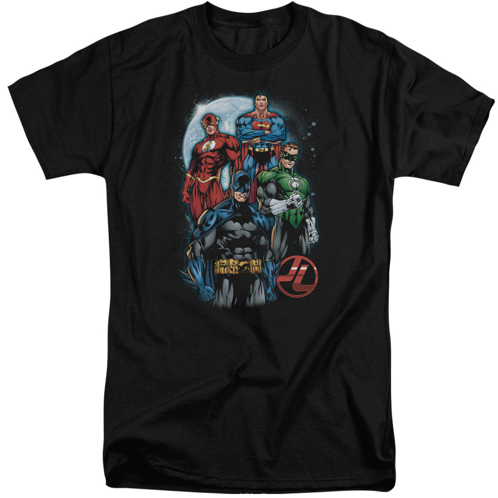 Justice League the Four Mens Tall T Shirt Black Officially Licensed