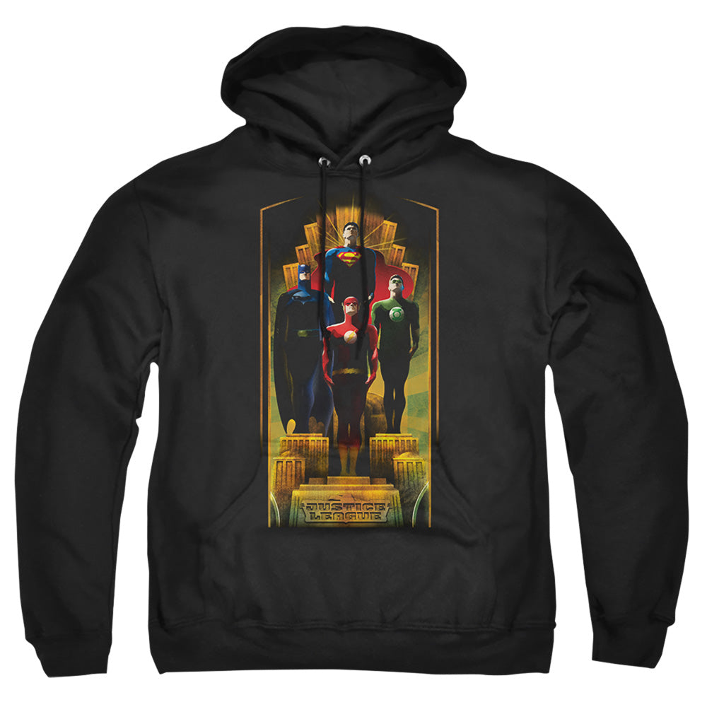 Justice League Of America Deco Mens Hoodie Black Officially Licensed