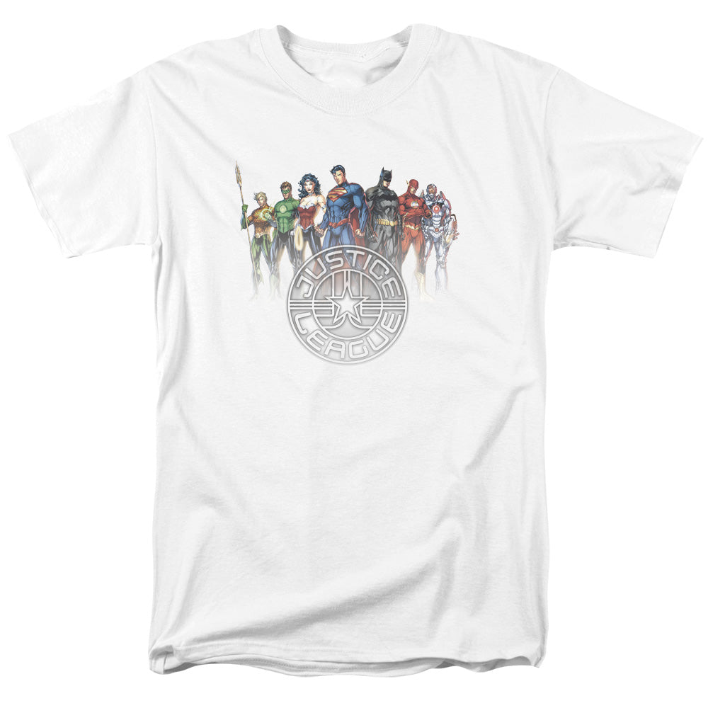 Justice League Of America Circle Crest Mens T Shirt White Officially Licensed