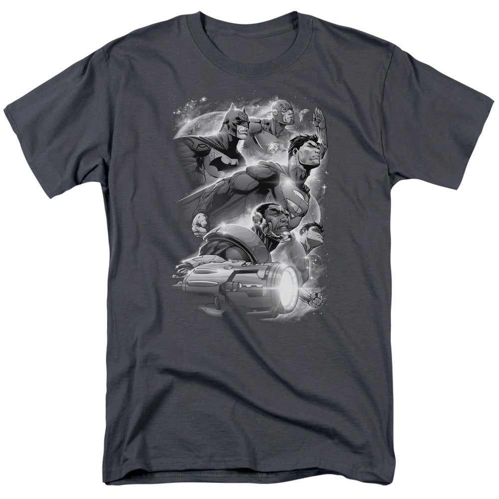 Justice League Of America Atmospheric Mens T Shirt Charcoal Officially Licensed