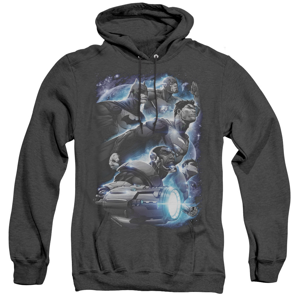 Justice League Of America Atmospheric Heather Mens Hoodie Black Officially Licensed