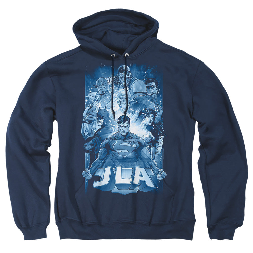 Justice League Of America Burst Mens Hoodie Navy Officially Licensed