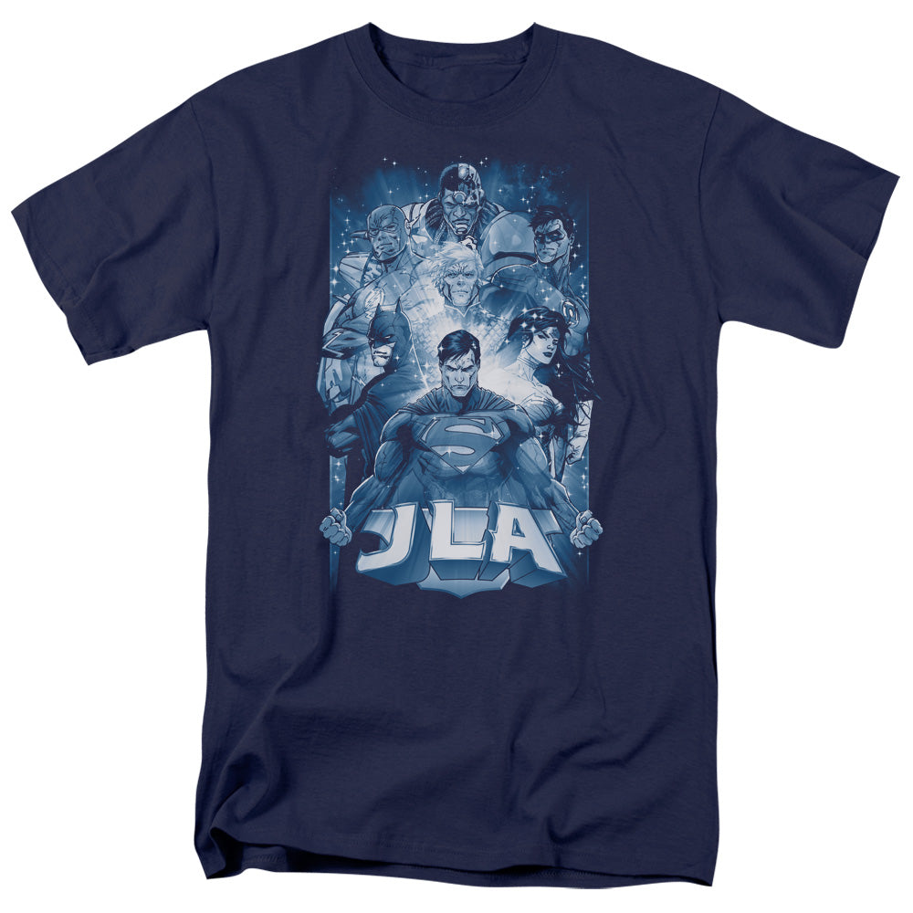 Justice League Of America Burst Mens T Shirt Navy Officially Licensed