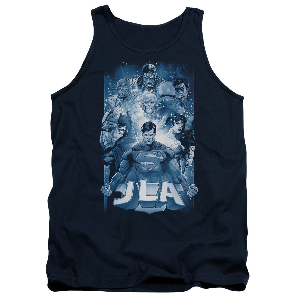 Justice League Burst Mens Tank Top Shirt Navy Blue Blue Officially Licensed