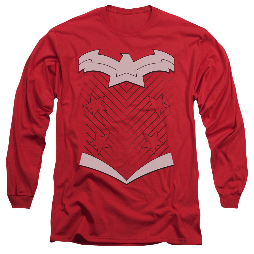 Justice League New Ww Costume Mens Long Sleeve Shirt Red Officially Licensed