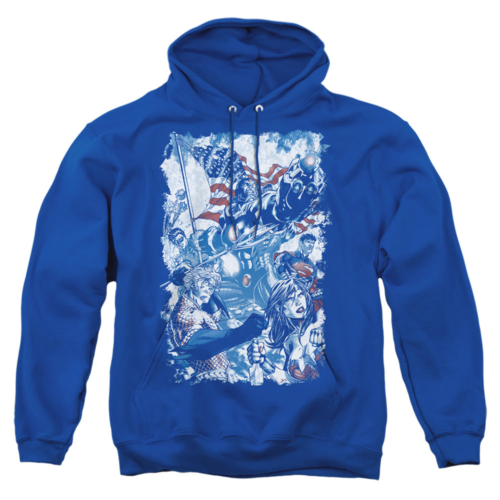 Justice League Of America American Justice Mens Hoodie Royal Blue Officially Licensed