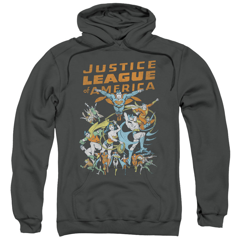 Justice League Big Group Mens Hoodie Charcoal Officially Licensed