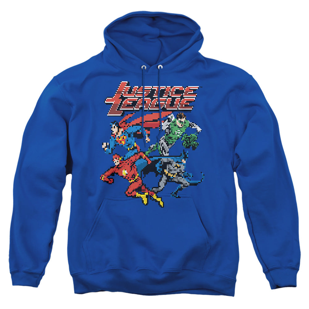 Justice League Of America Pixel League Mens Hoodie Royal Blue Officially Licensed