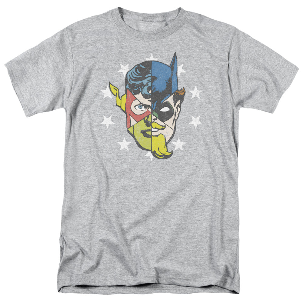 Justice League Of America Face Off Mens T Shirt Athletic Heather Officially Licensed