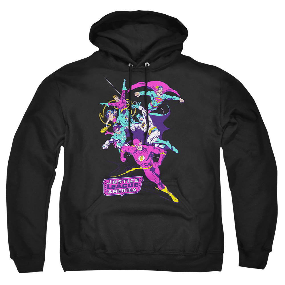 Justice League Of America Colorful League Mens Hoodie Black Officially Licensed