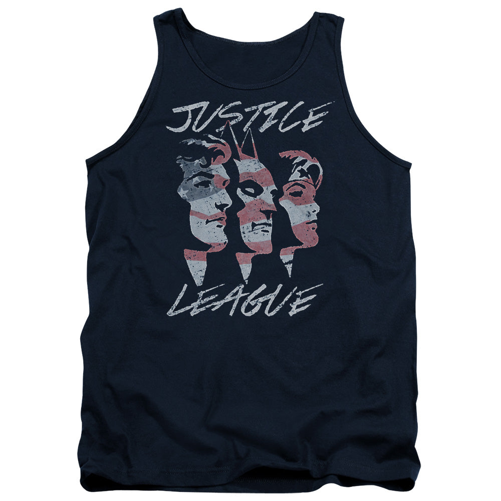 Justice League Justice For America Mens Tank Top Shirt Navy Officially Licensed