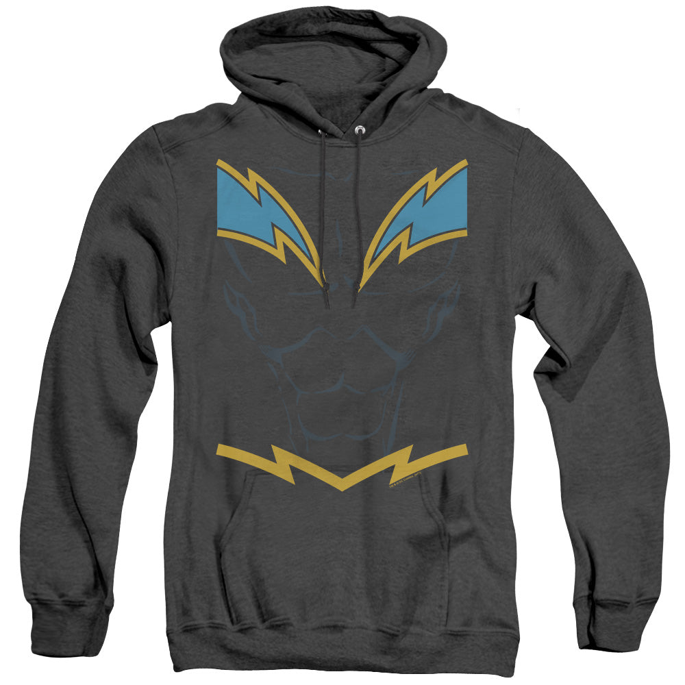 Justice League Of America Black Lightning Mens Heather Hoodie Black Officially Licensed