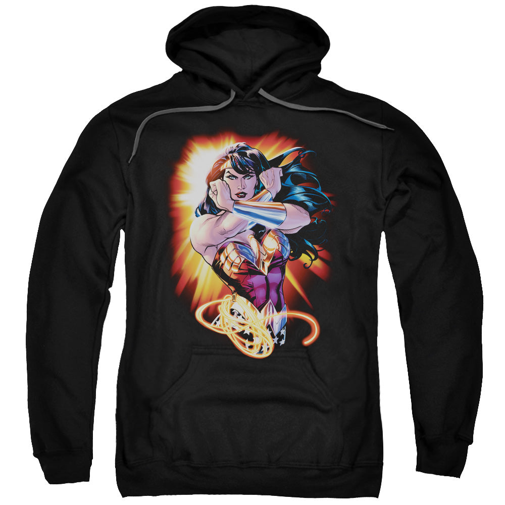 Justice League Wonder Rays Mens Hoodie Black Officially Licensed