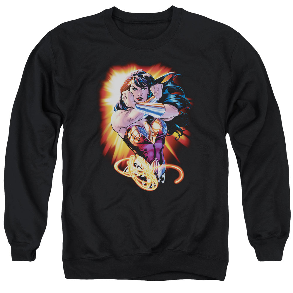 Justice League Wonder Rays Mens Crewneck Sweatshirt Black Officially Licensed