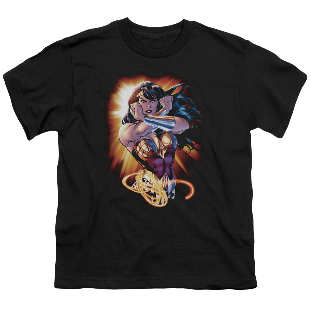 Justice League Wonder Rays Kids Youth T Shirt Black Officially Licensed