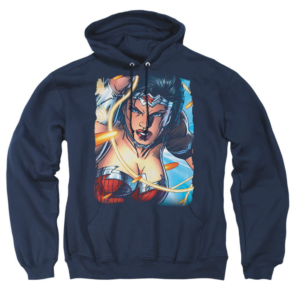 Justice League Of America Scowl Mens Hoodie Navy Officially Licensed