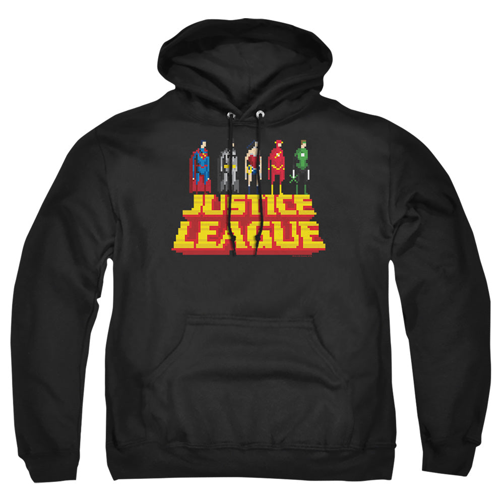 Justice League Of America Standing Above Mens Hoodie Black Officially Licensed