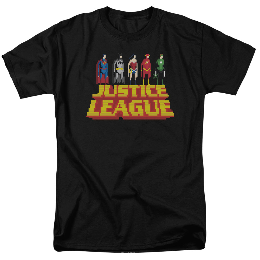 Justice League Standing Above Mens T Shirt Black Officially Licensed