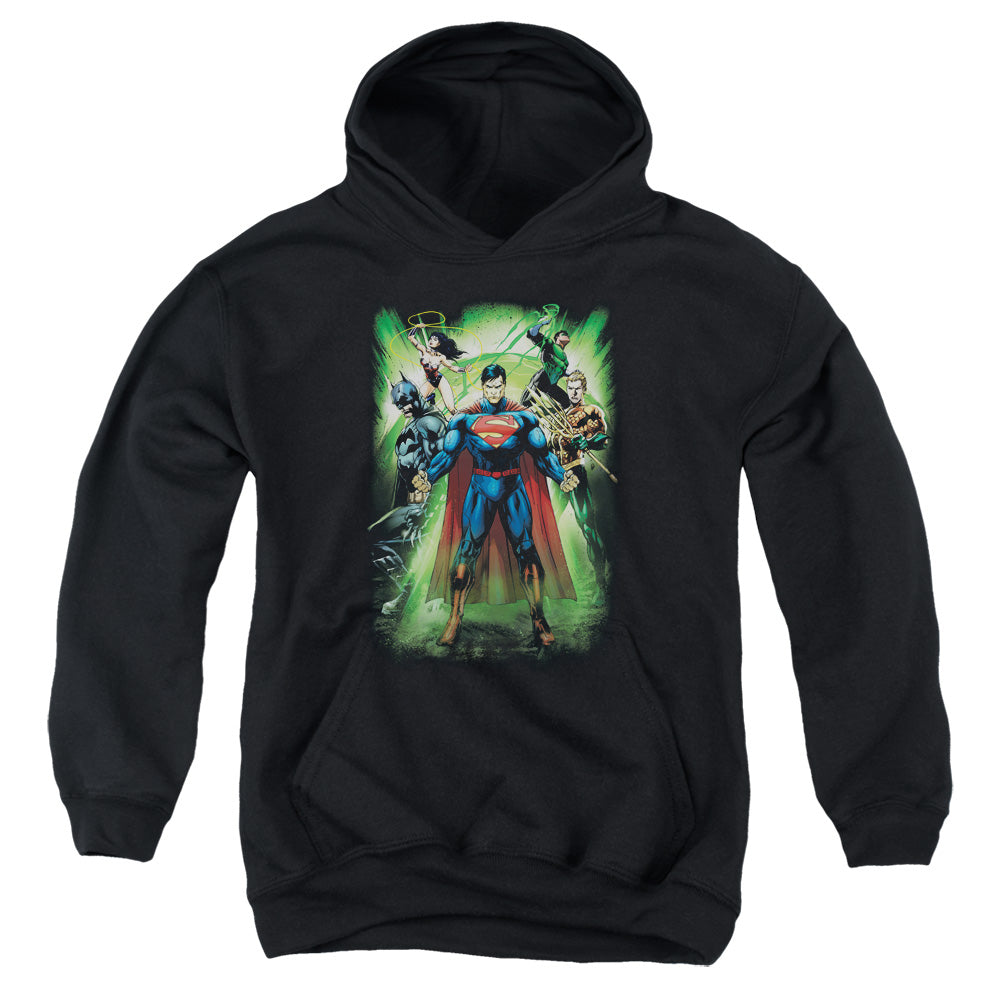 Justice League Power Burst Kids Youth Hoodie Black Officially Licensed