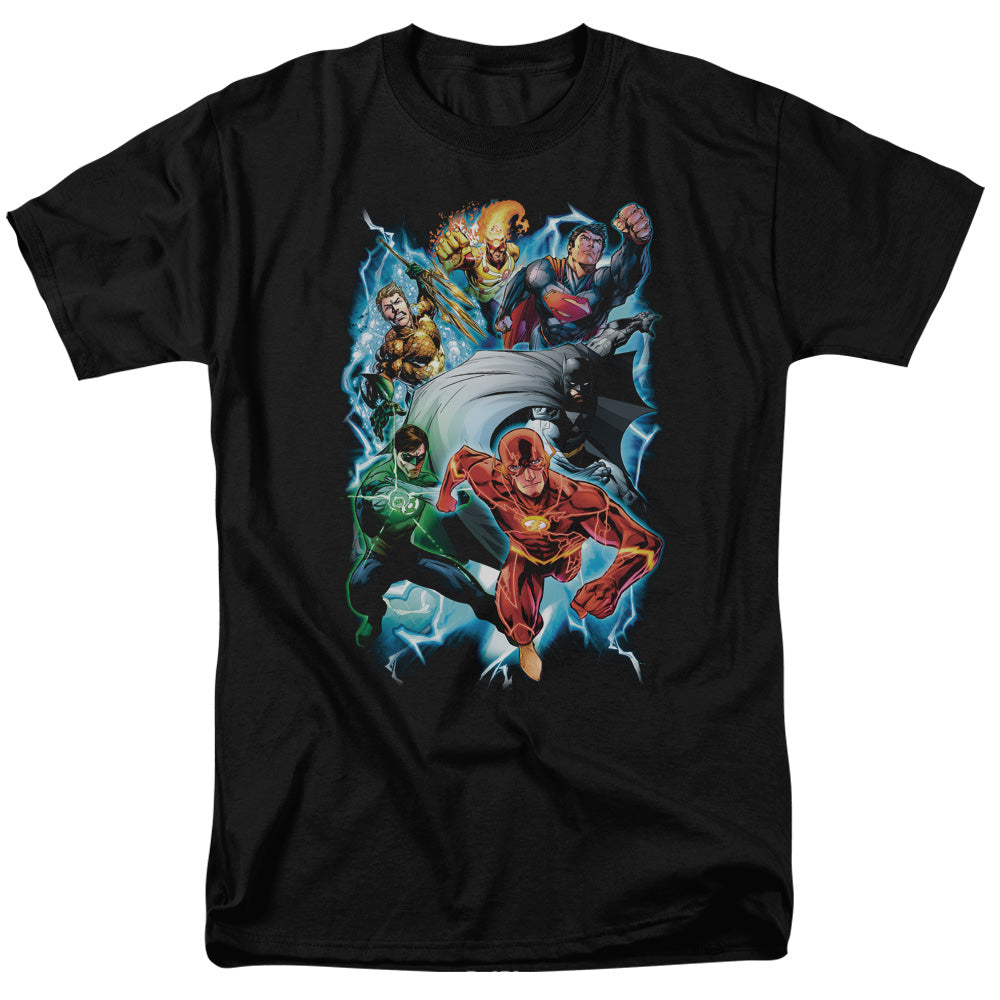 Justice League Of America Electric Team Mens T Shirt Black Officially Licensed