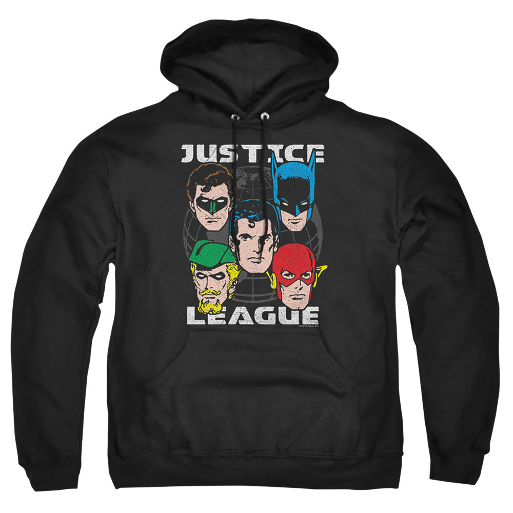 Justice League Of America Head Of States Mens Hoodie Black Officially Licensed