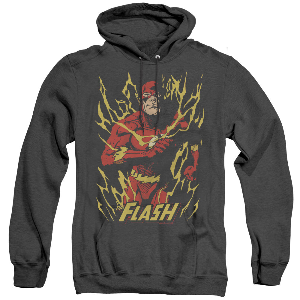 Justice League Of America Flash Flare Mens Heather Hoodie Black Officially Licensed