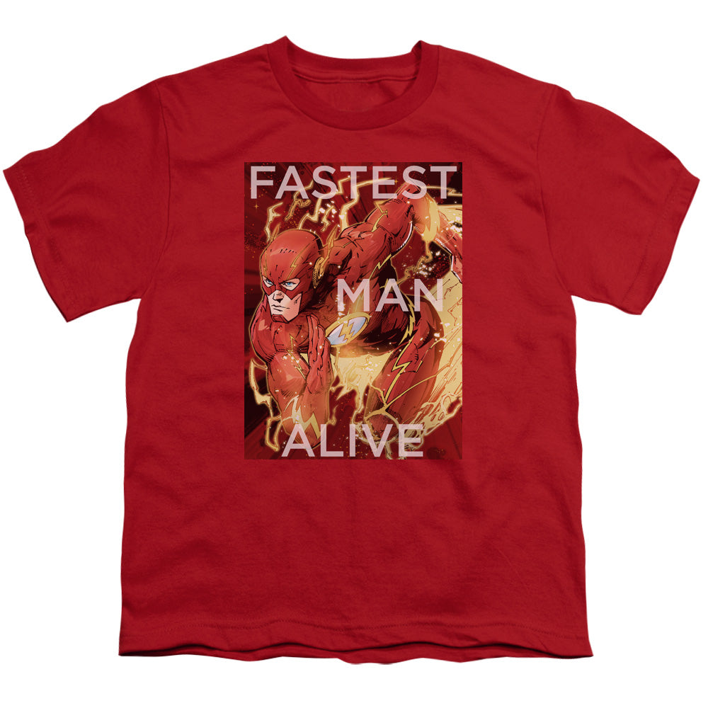 Justice League Fastest Man Alive Kids Youth T Shirt Red Officially Licensed