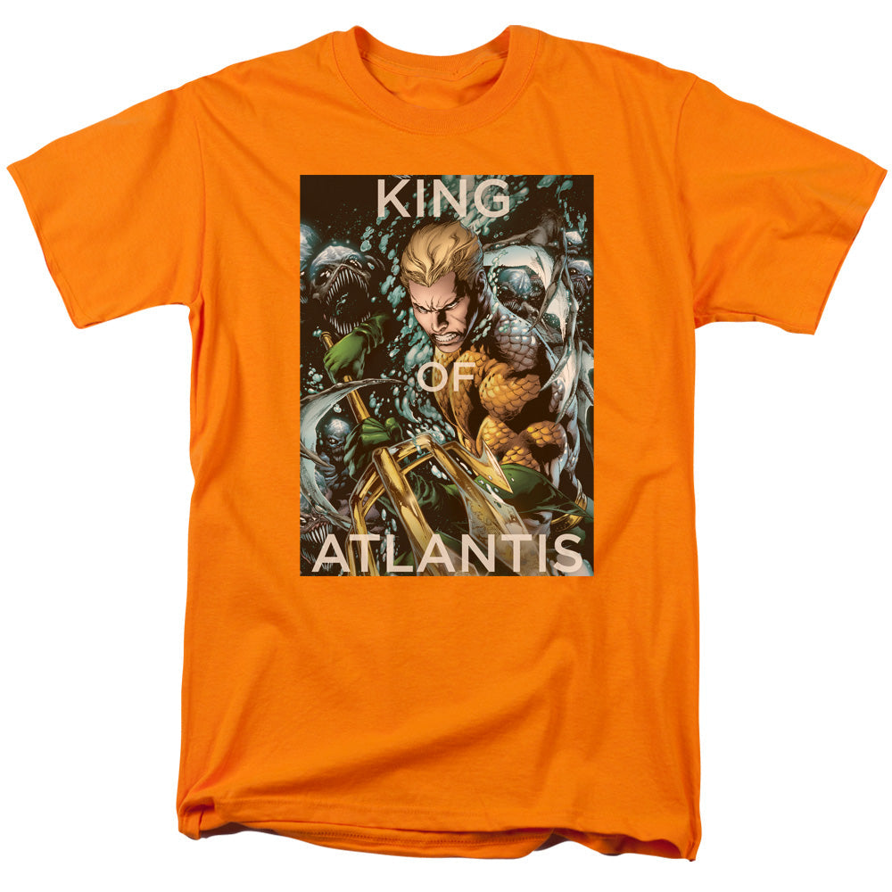 Justice League King of Atlantis Mens T Shirt Orange Officially Licensed