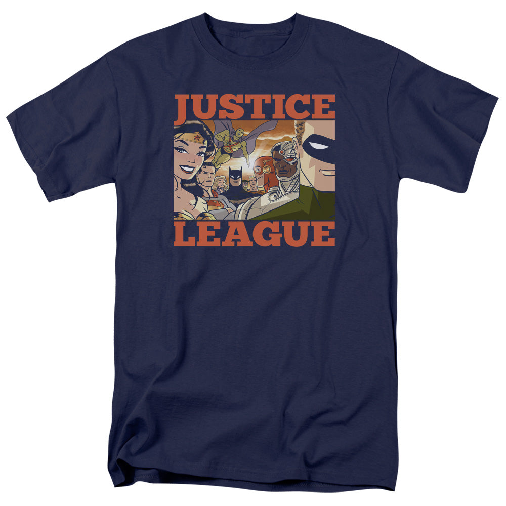 Justice League Of America New Dawn Group Mens T Shirt Navy Officially Licensed